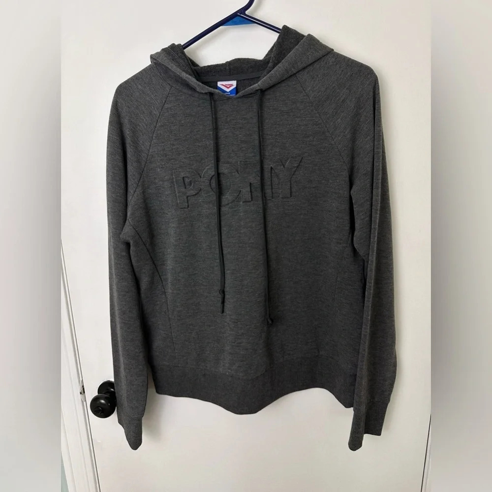 PONY Women’s Soft Pullover Gray Hooded Sweatshirt Large #1292
